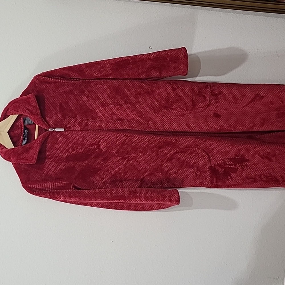 Noire Jasmine Rose fuzzy long full zip robe gown pockets cozy. M